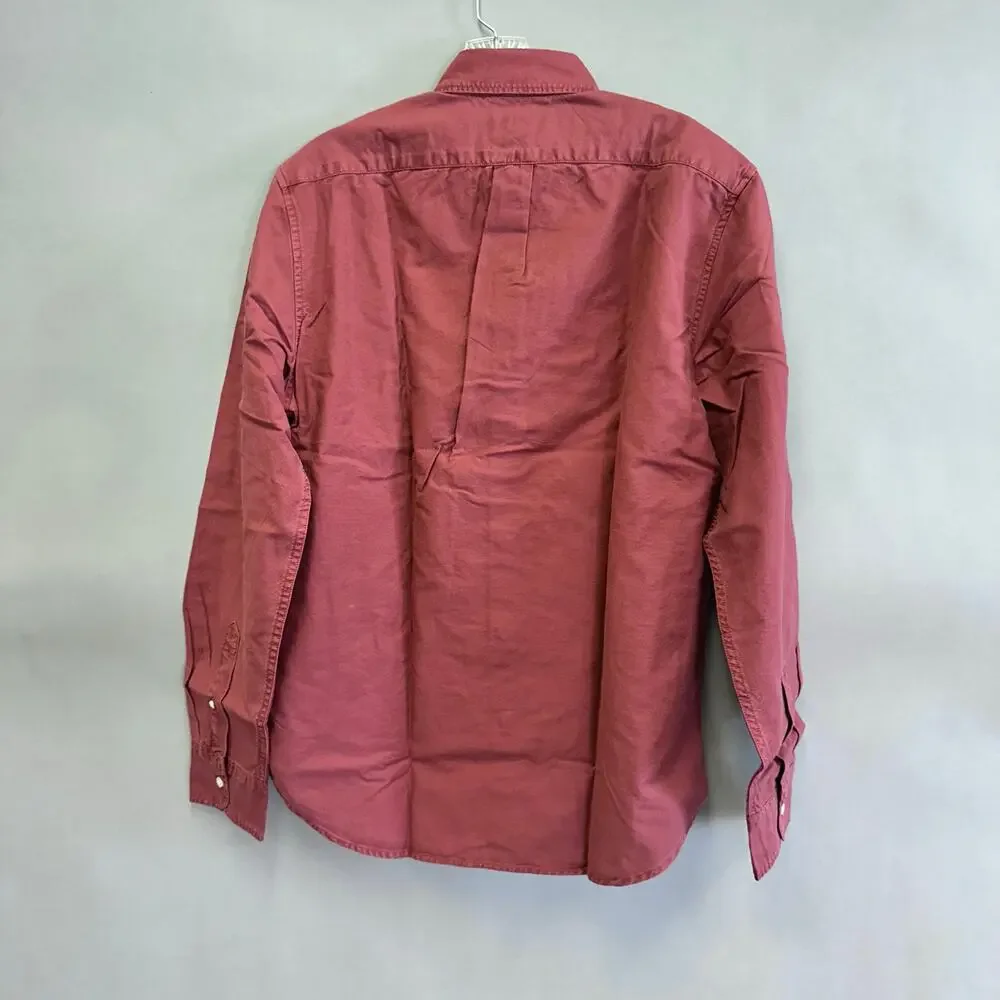 J Crew‎ mens stretch Oxford cloth garment dye shirt faded burgundy size medium